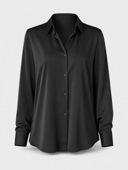 Kelmscott silk-touch shirt in black, product shot