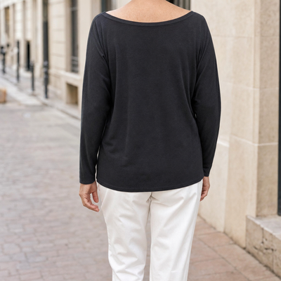 Ashwell draped boat neck top, back view