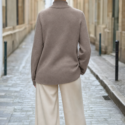 Roswell soft knit turtleneck, back view