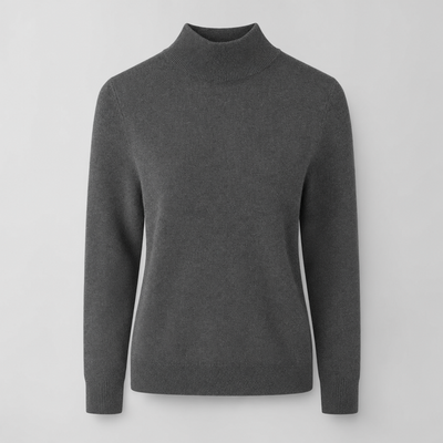 Roswell soft knit turtleneck in charcoal, product shot