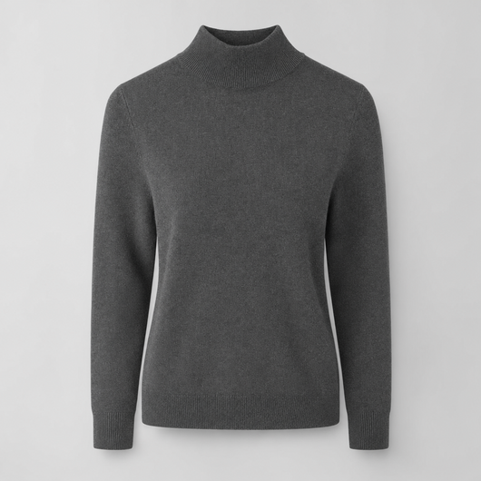 Roswell soft knit turtleneck in charcoal, product shot