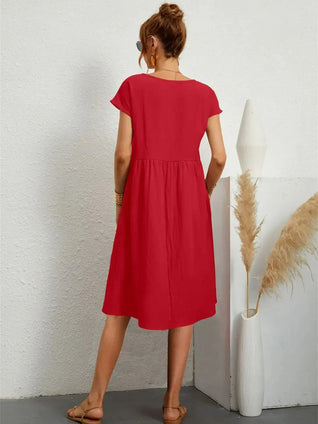 Seraphine | Midikleid mit Smok-Details und Taschen – Lässiges Sommerkleid