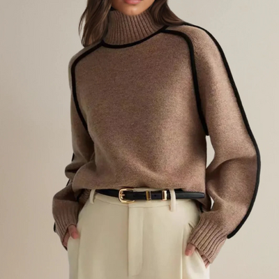Pauline | Damen Pullover mit hohem Kragen und langen Ärmeln