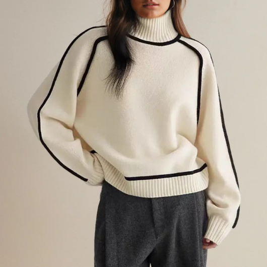 Pauline | Damen Pullover mit hohem Kragen und langen Ärmeln