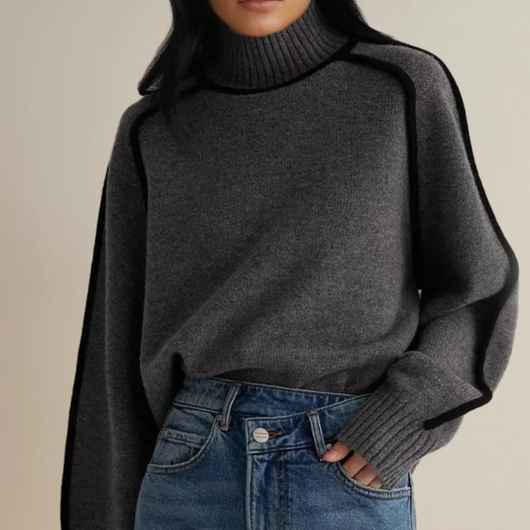Pauline | Damen Pullover mit hohem Kragen und langen Ärmeln