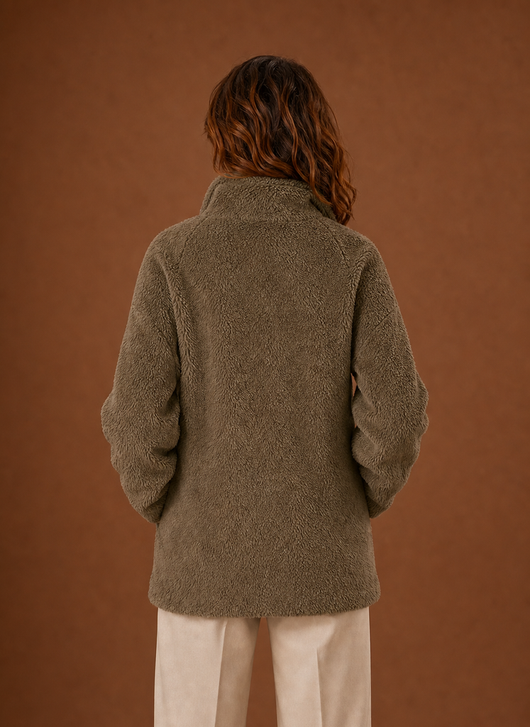 Damen Fleecejacke mit Stehkragen und Reißverschluss