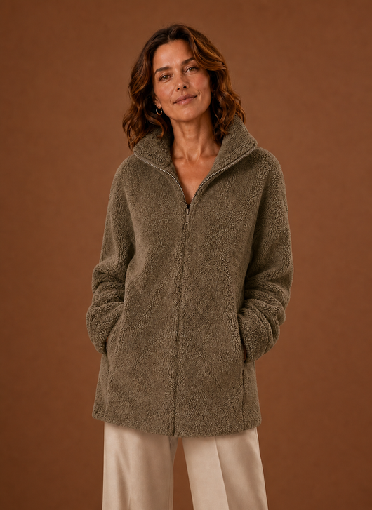 Damen Fleecejacke mit Stehkragen und Reißverschluss