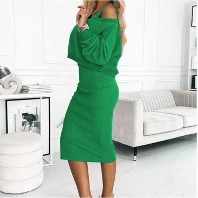 Barbara | Damen Freizeit-Set mit Strickpullover und Midikleid