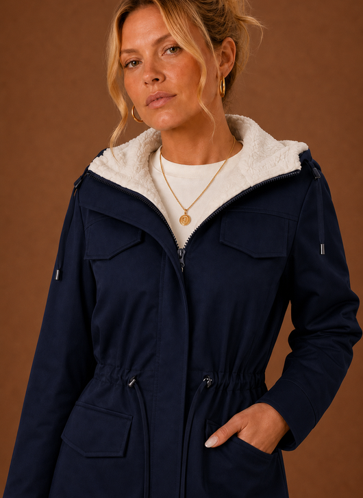 Damen Parka mit Kapuze und Fleecefutter
