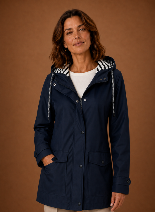 Damen Trenchcoat mit Kapuze für Herbst und Winter
