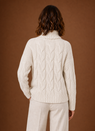 Damen Strickpullover mit Zopfmuster
