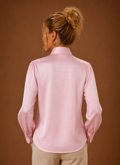 Damen Bluse in Satinoptik mit Schleife
