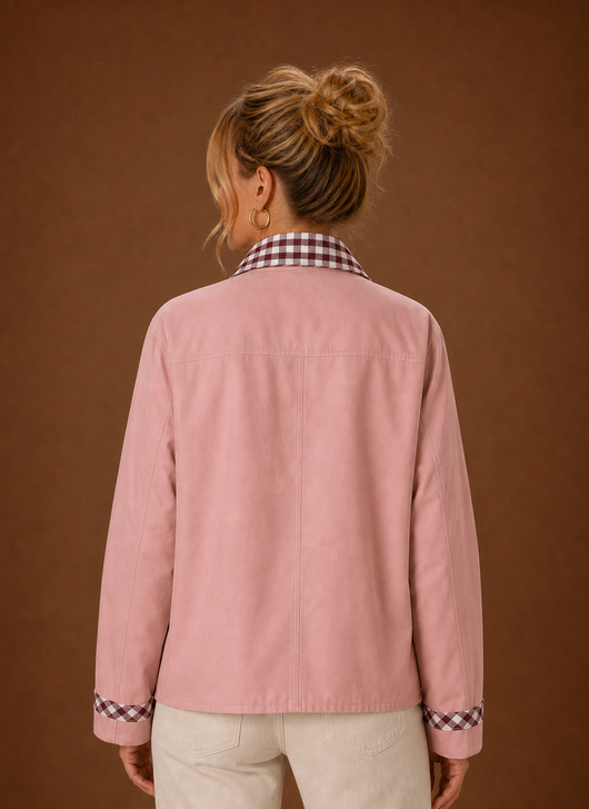 Damen Fieldjacke mit kariertem Kragen