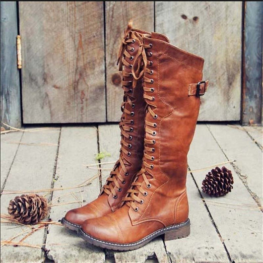 Lena | Damen Hohe Schnürstiefel im Reitstil