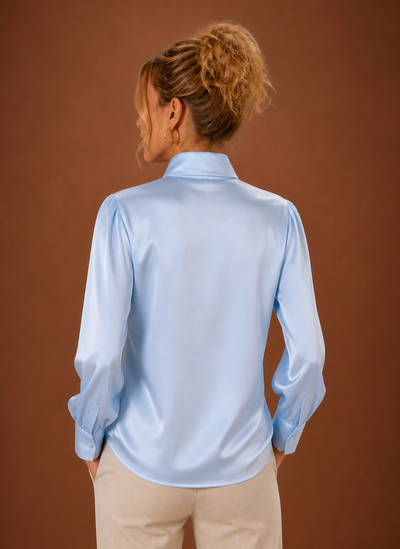 Damen Bluse in Satinoptik mit Schleife