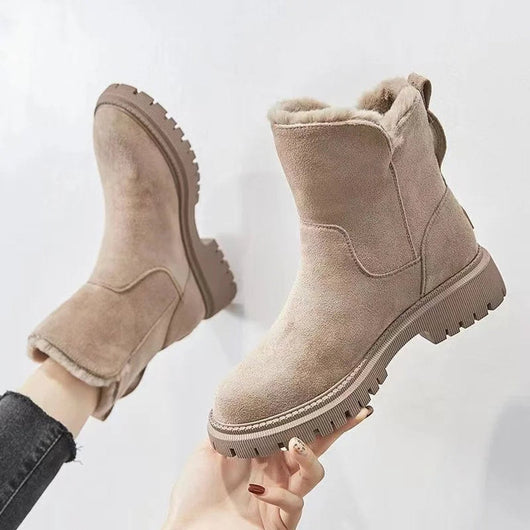 Marlene | Stiefeletten Damen Gefütterte Winterstiefel mit Reißverschluss Plateau
