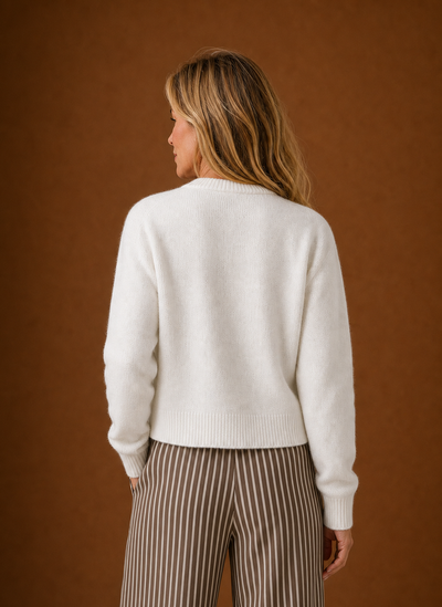 Damen Strickjacke mit Rundhals und Knopfleiste