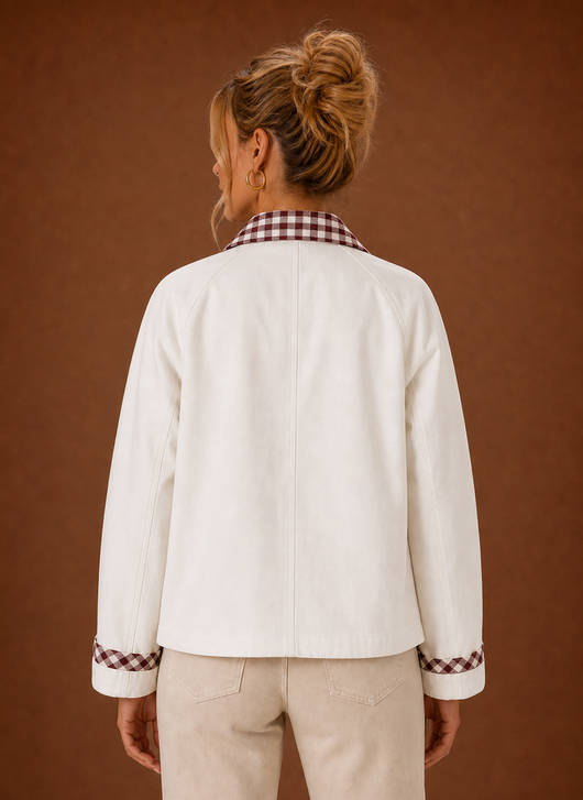 Damen Fieldjacke mit kariertem Kragen