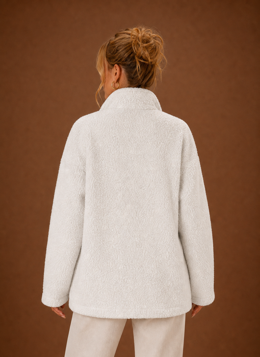 Damen Sherpa-Jacke mit durchgehendem Reißverschluss