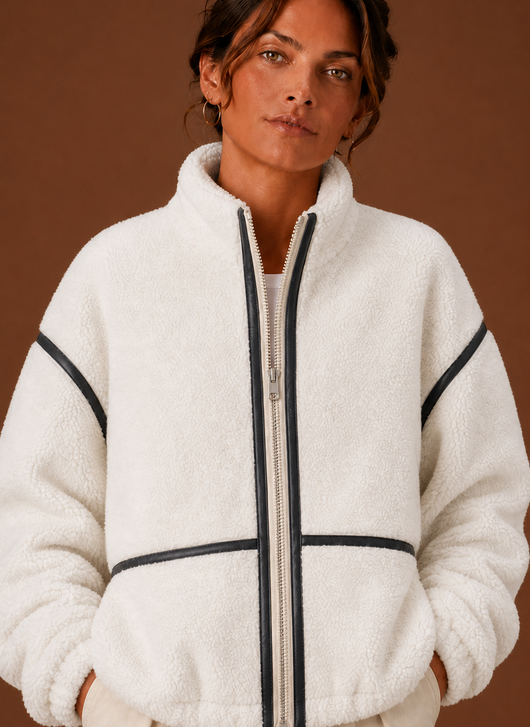 Damen Sherpa-Jacke mit Reißverschluss