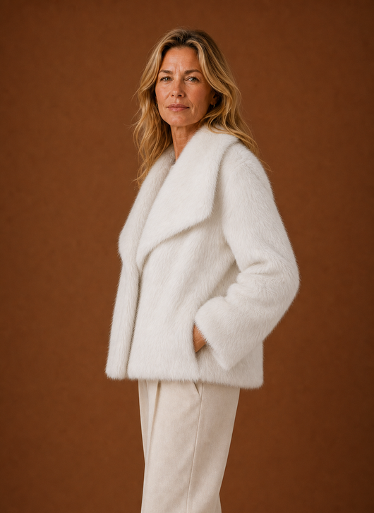 Damen Mantel aus Kunstfell